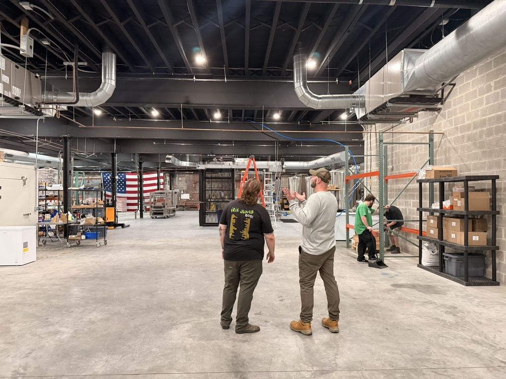 Team members in the production facility